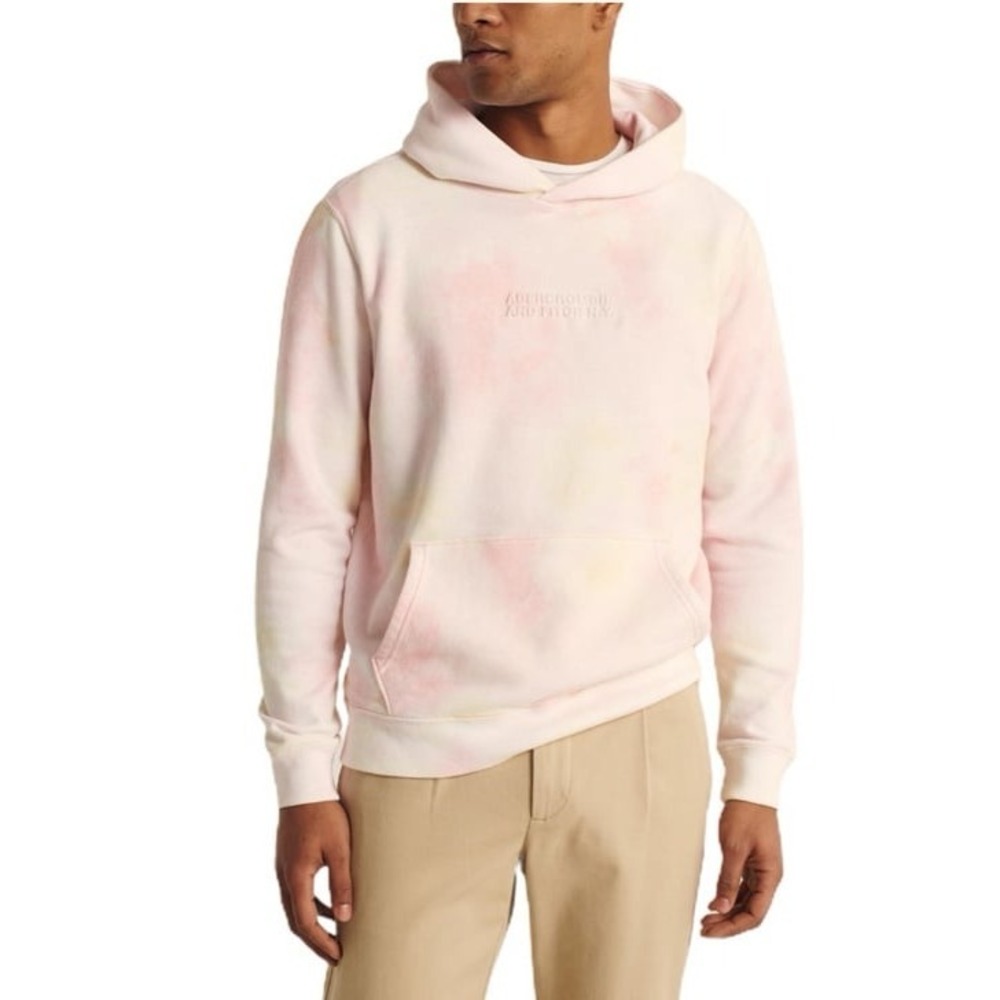 Men's Abercrombie and fitch soft af fleece tie dye pink hoodie size xxl - Picture 2 of 10
